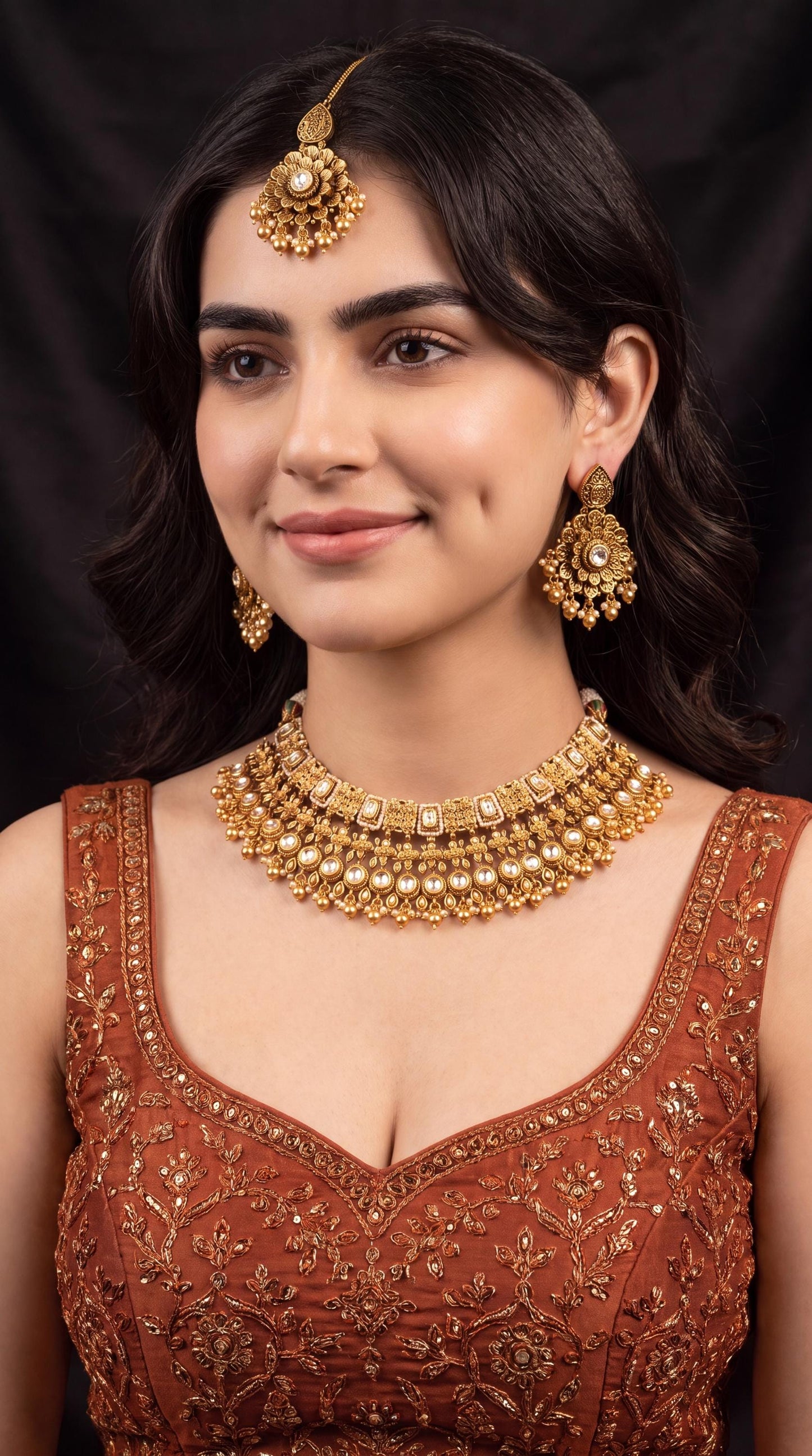 Premium Kundan Choker Necklace Set/ Indian Wedding Jewelry/ Bridal Statement Necklace/ Traditional Jewelry/ Festive wear/ Green Beads