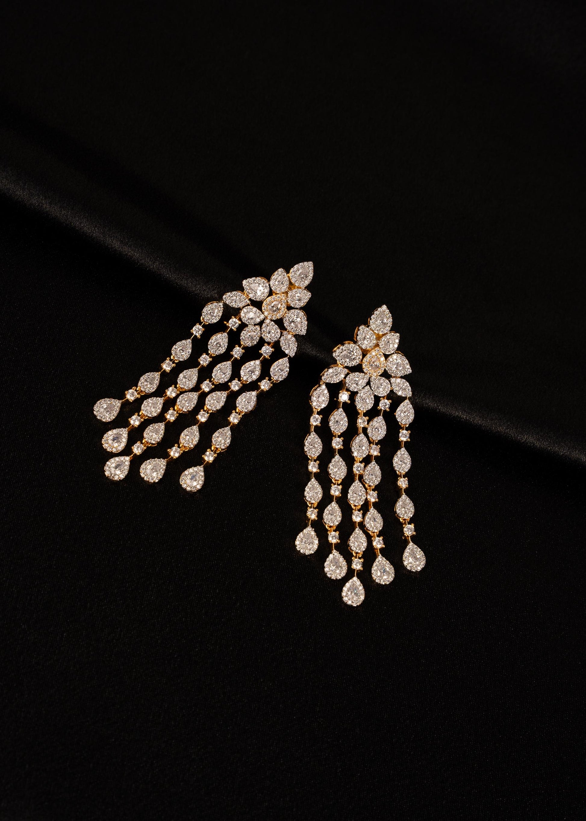 Premium American Diamond Earrings/ CZ Bridal Earrings/ Cubic Zirconia Earrings/ Silver Earrings/ Statement Earrings/ Bollywood Jewelry
