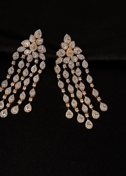 Premium American Diamond Earrings/ CZ Bridal Earrings/ Cubic Zirconia Earrings/ Silver Earrings/ Statement Earrings/ Bollywood Jewelry