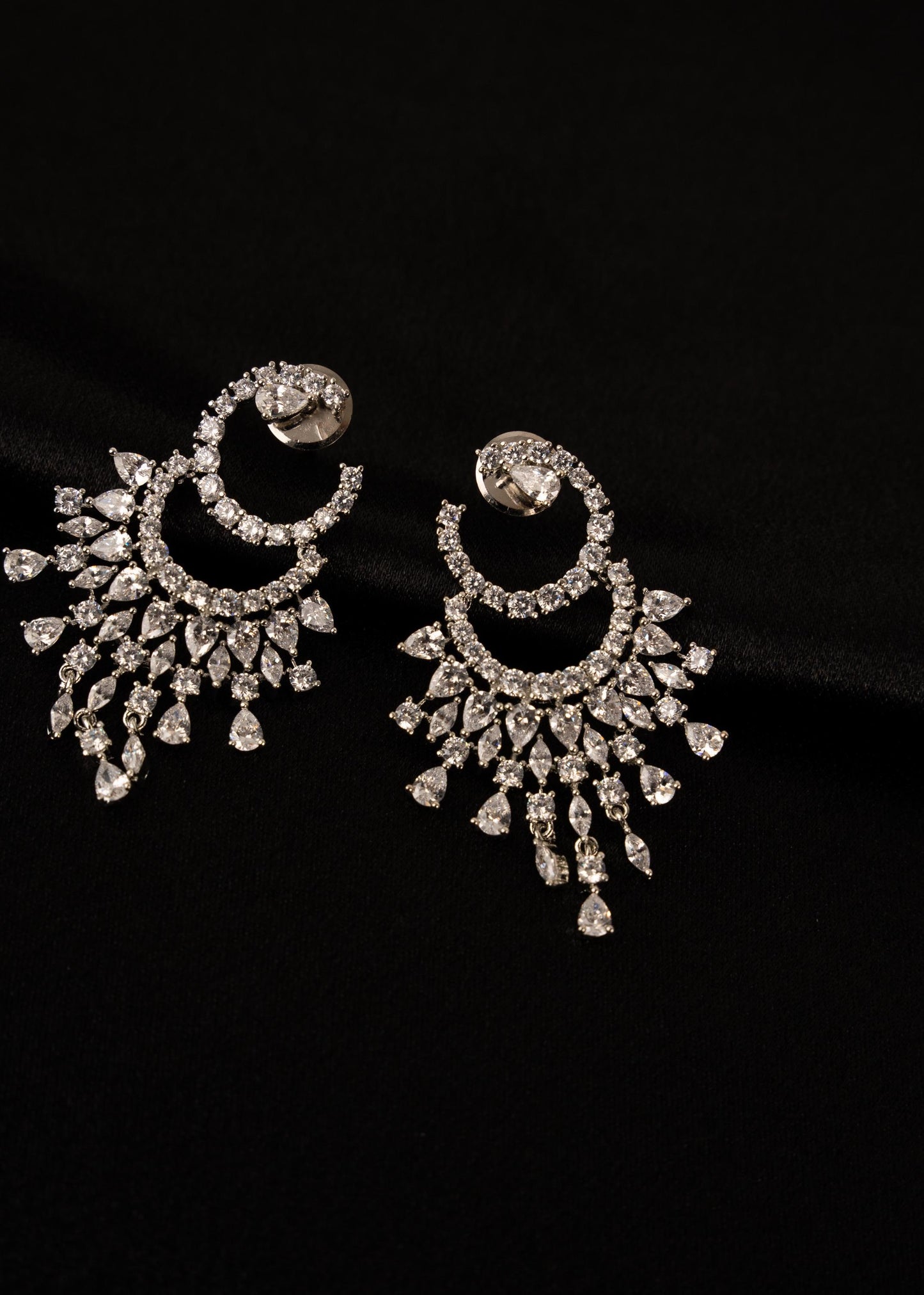 American Diamond Earrings/ Bridal Jewelry/ Indian Earrings/ CZ Jewelry/ Statement Jewelry/ Wedding Jewelry/ Party Wear Earrings/ Silver
