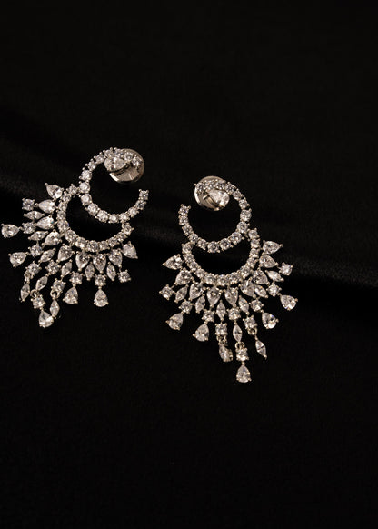 American Diamond Earrings/ Bridal Jewelry/ Indian Earrings/ CZ Jewelry/ Statement Jewelry/ Wedding Jewelry/ Party Wear Earrings/ Silver