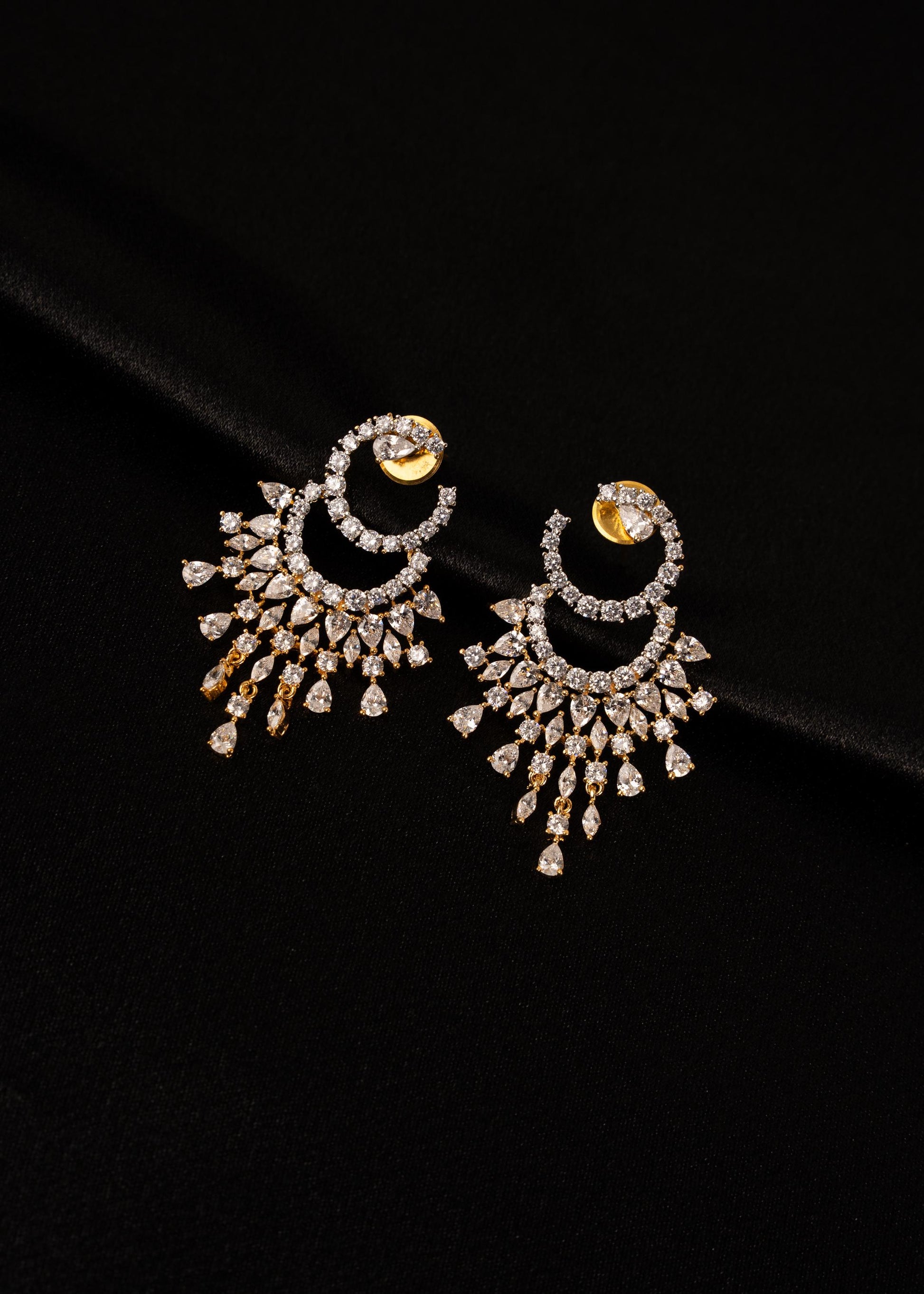 American Diamond Earrings/ Bridal Jewelry/ Indian Earrings/ CZ Jewelry/ Statement Jewelry/ Wedding Jewelry/ Party Wear Earrings/ Silver