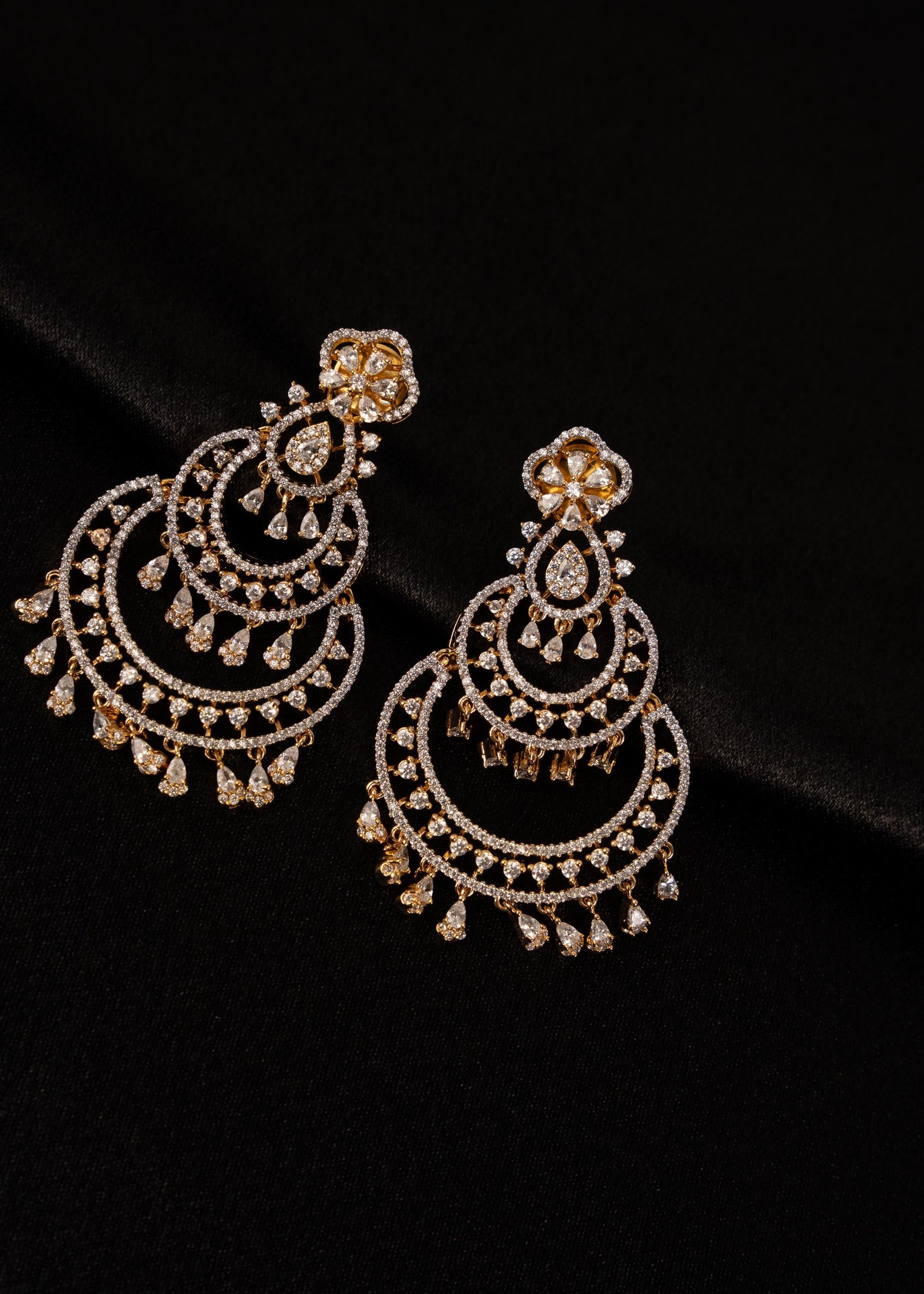 AD Bridal Earrings/  Statement Earrings/ Bridal Accessories/ Chandbali Earrings/ Wedding Jewelry/ Indian Jewelry/ CZ Jewelry/ Indian Jewelry