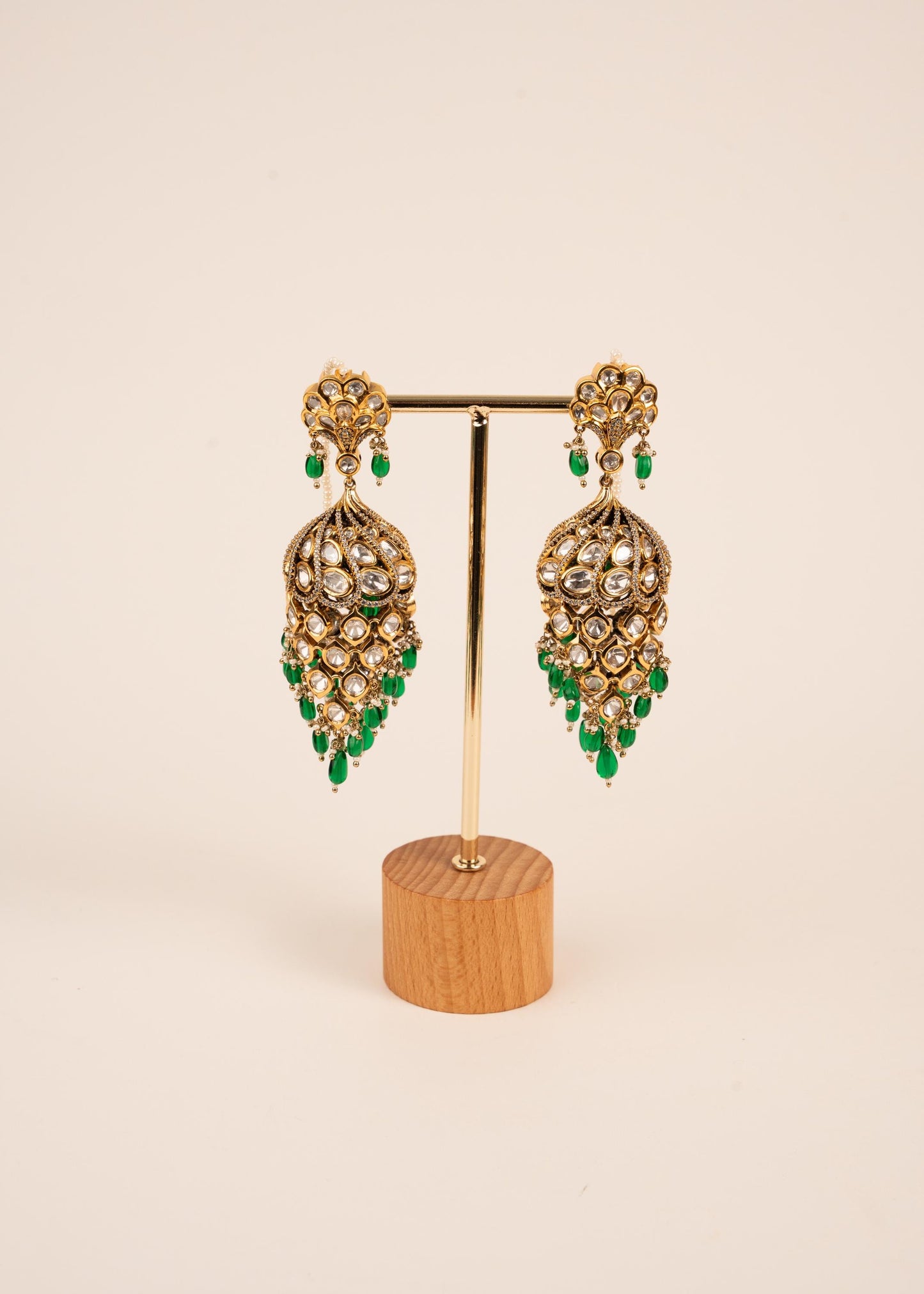 Premium Moissanite Earrings with Ear Chain/ Bridal Jewelry/ Indian Earrings/ Statement Earrings/ Diamond Alternative Jewelry/ Ethnic Wear