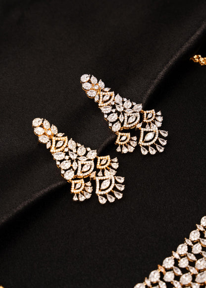 Luxury Moissanite Bridal Necklace Set/ Statement Necklace/ Desginer Moissanite Choker/ Reception Jewelry/ Bridal Jewelry/ Wedding Jewelry