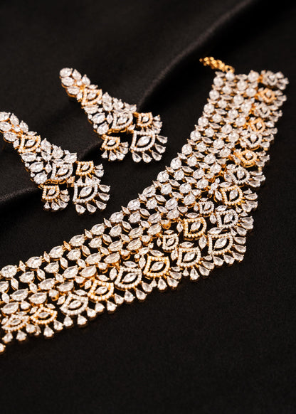 Luxury Moissanite Bridal Necklace Set/ Statement Necklace/ Desginer Moissanite Choker/ Reception Jewelry/ Bridal Jewelry/ Wedding Jewelry