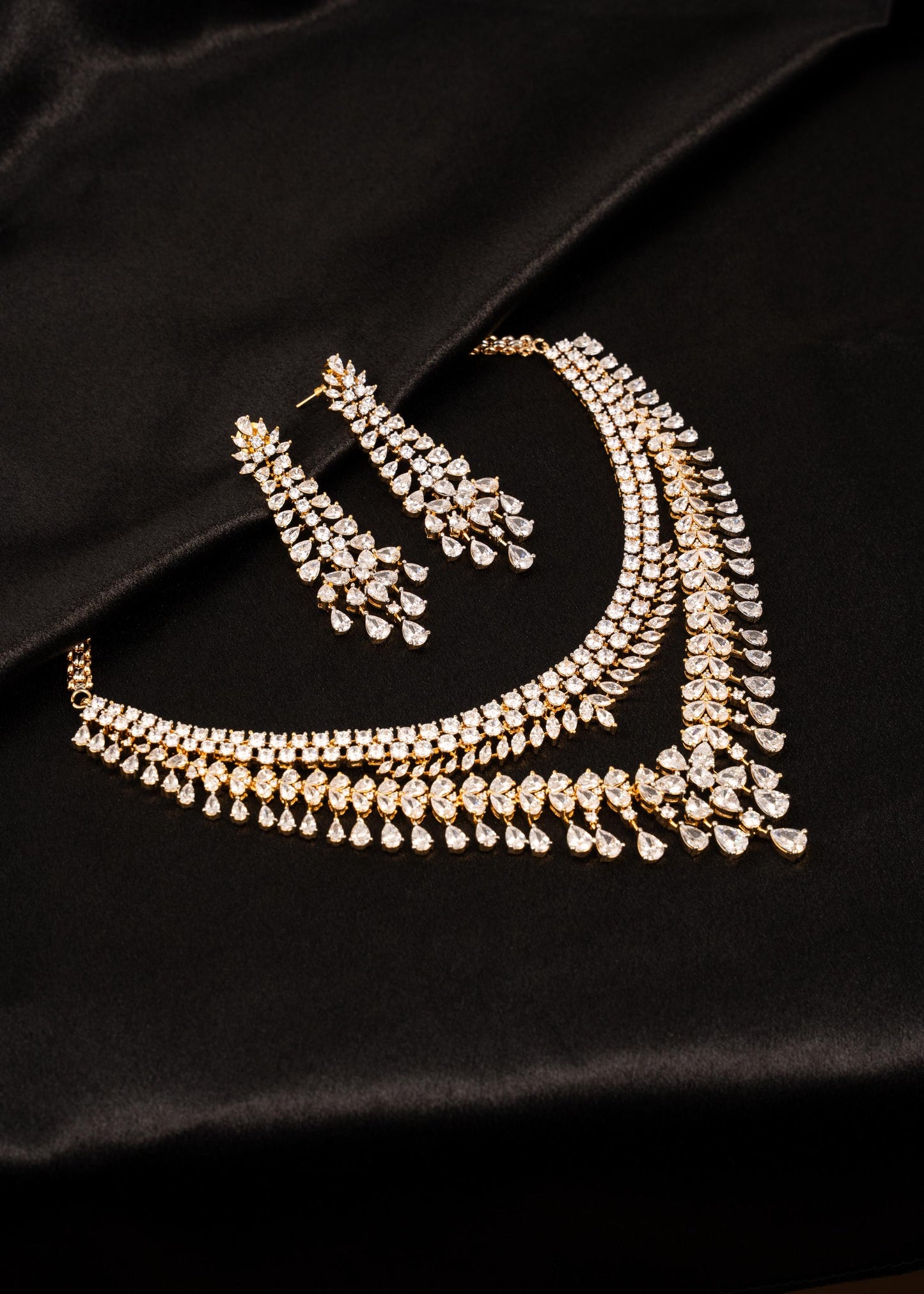 Premium Moissanite Necklace Set/ Statement Bridal Jewelry with Earrings/ Wedding Jewelry/ Reception Wear/ Festive Wear/ Bridal Collection