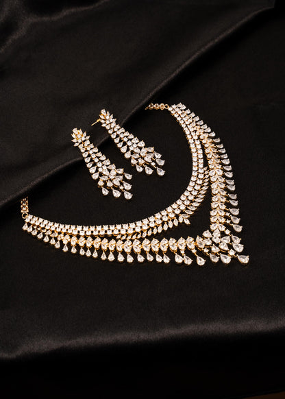 Premium Moissanite Necklace Set/ Statement Bridal Jewelry with Earrings/ Wedding Jewelry/ Reception Wear/ Festive Wear/ Bridal Collection