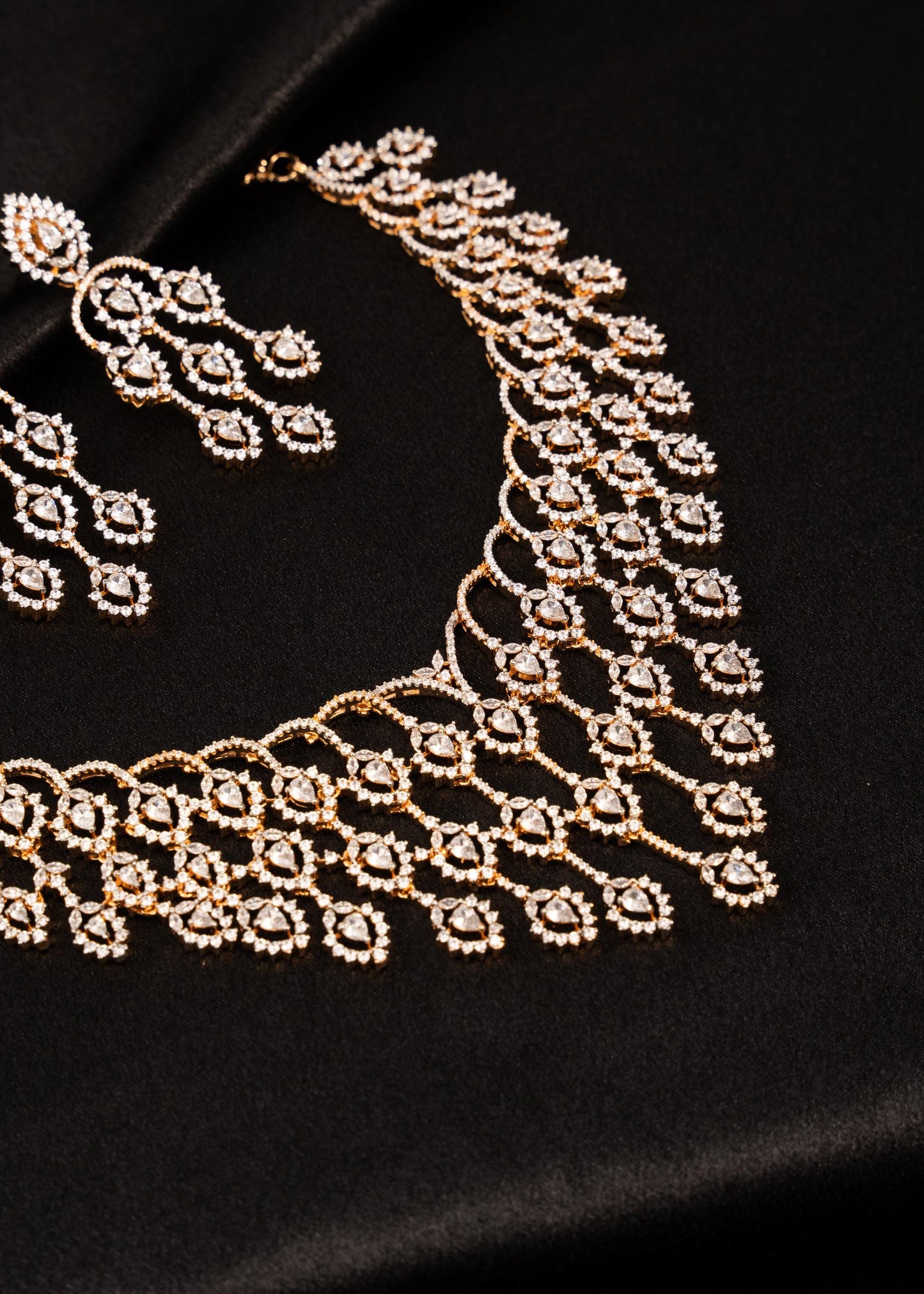 Sparkling Moissanite Necklace Set/ Statement Necklace/ Reception Necklace/ Festive Jewelry/ Moissanite Bridal Choker Set/ Reception Wear