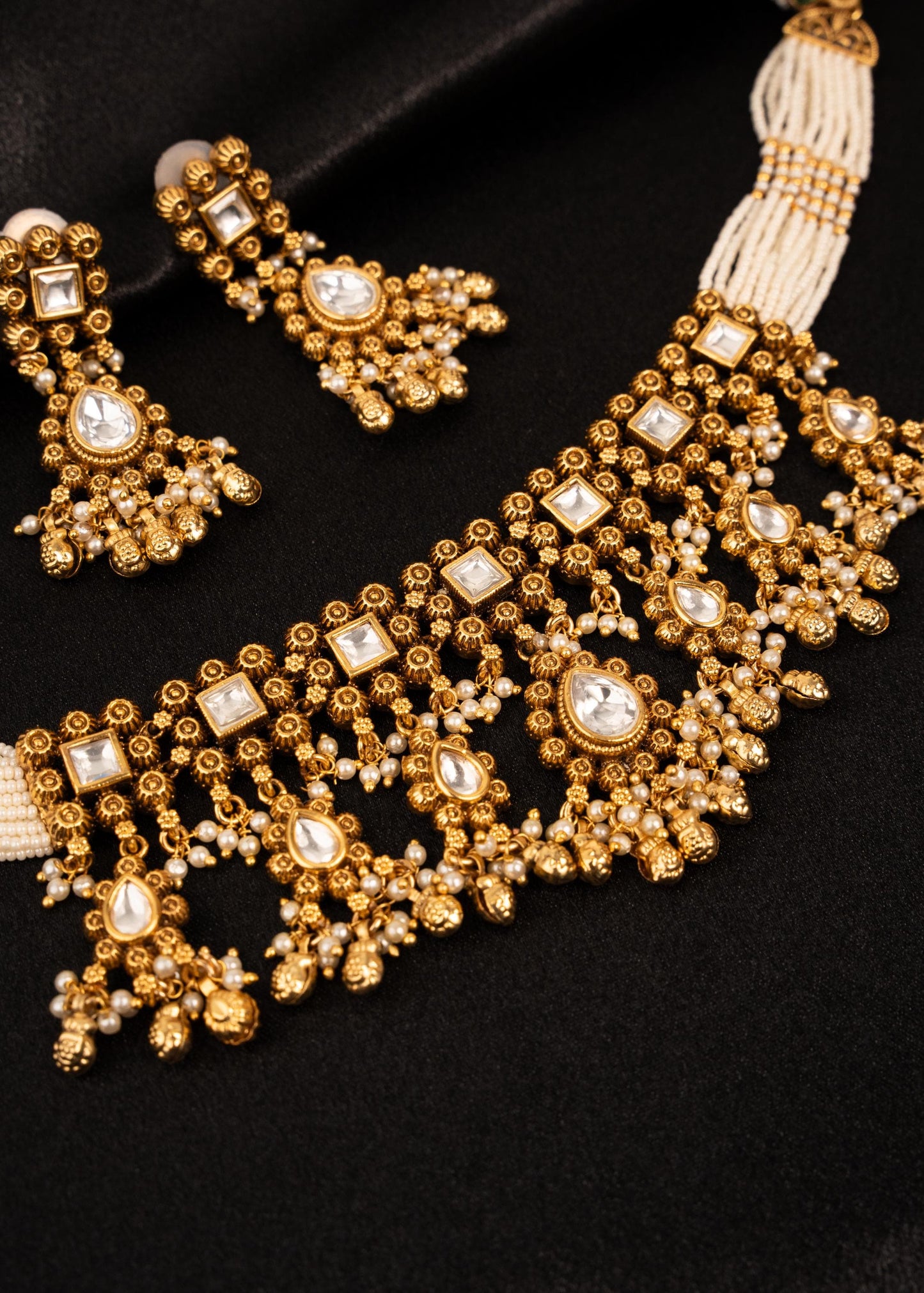 Exclusive Kundan Pearl Choker Necklace Set/ Gold Plated Bridal Jewelry with Jhumka Earrings/ Indian Wedding Jewelry/ Traditional Jewelry