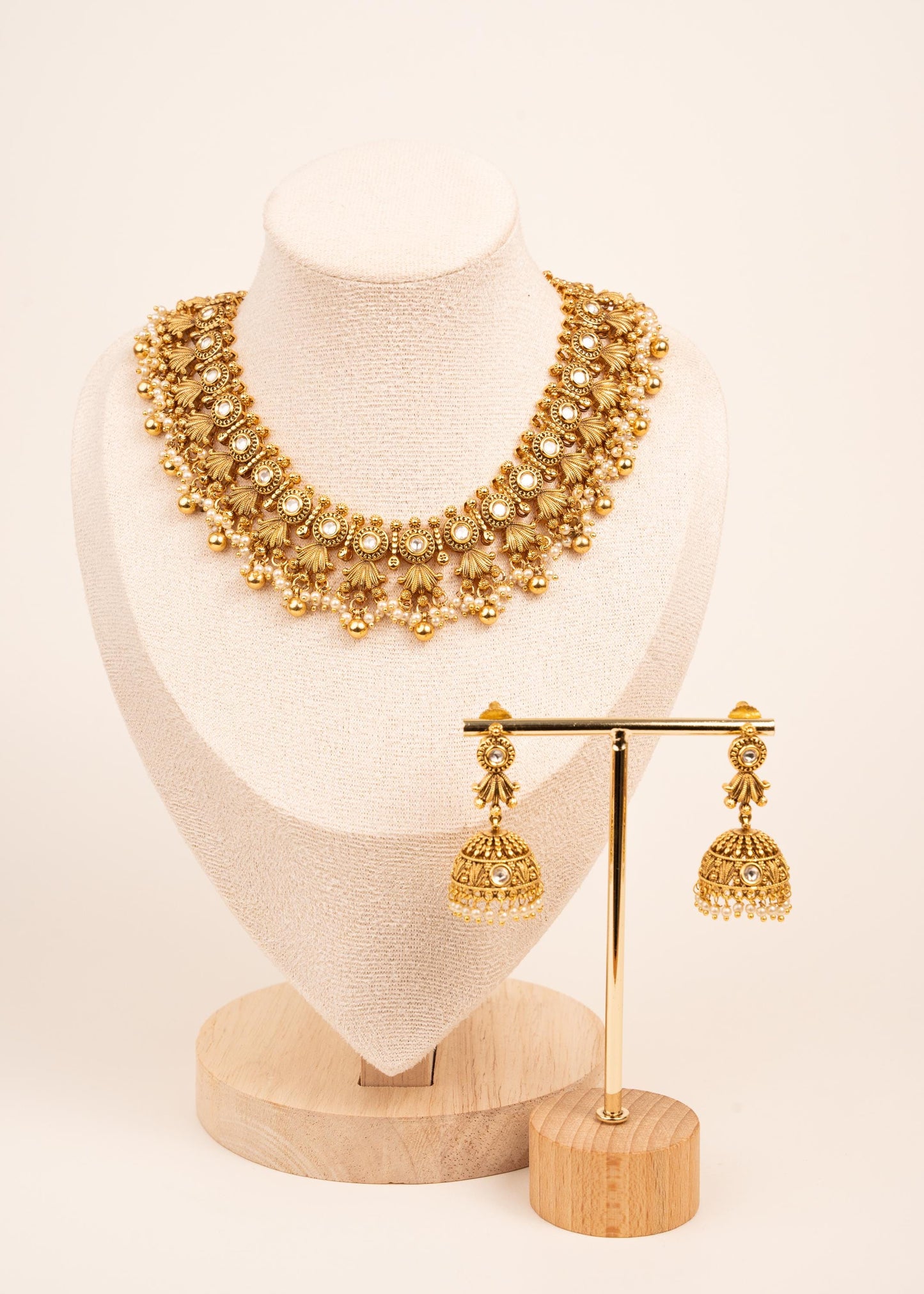 High Quality Gold Plated Choker Necklace Set/ Temple Jewelry/ South Indian Jewelry/ Traditional Jewelry/ Statement Necklace/ Kundan Jewelry
