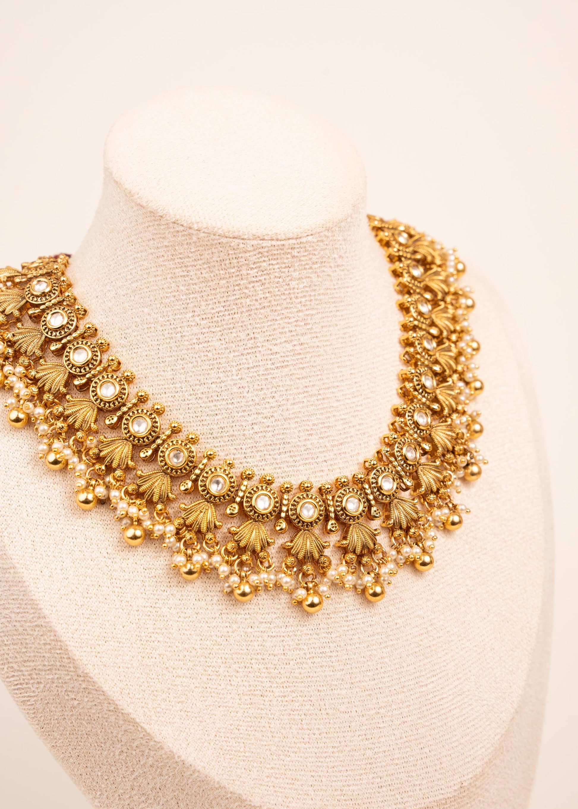 High Quality Gold Plated Choker Necklace Set/ Temple Jewelry/ South Indian Jewelry/ Traditional Jewelry/ Statement Necklace/ Kundan Jewelry
