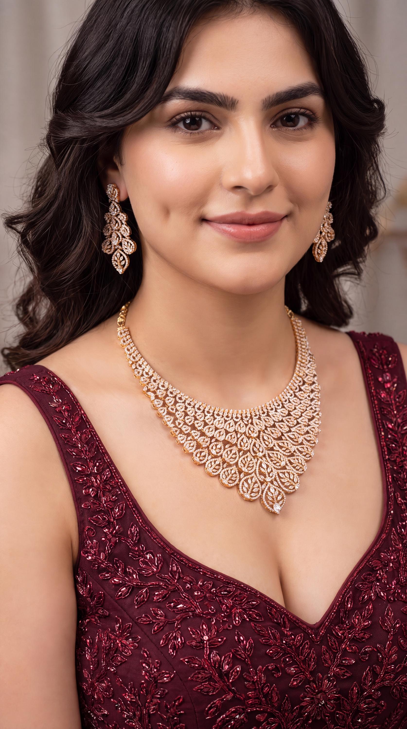 Premium Moissanite  Choker Necklace Set/ Statement Necklace/ Bridal Jewelry/ Reception Wear/ Designer Mossanite Bridal jewelry/ Reception