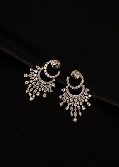 American Diamond Earrings/ Bridal Jewelry/ Indian Earrings/ CZ Jewelry/ Statement Jewelry/ Wedding Jewelry/ Party Wear Earrings/ Silver