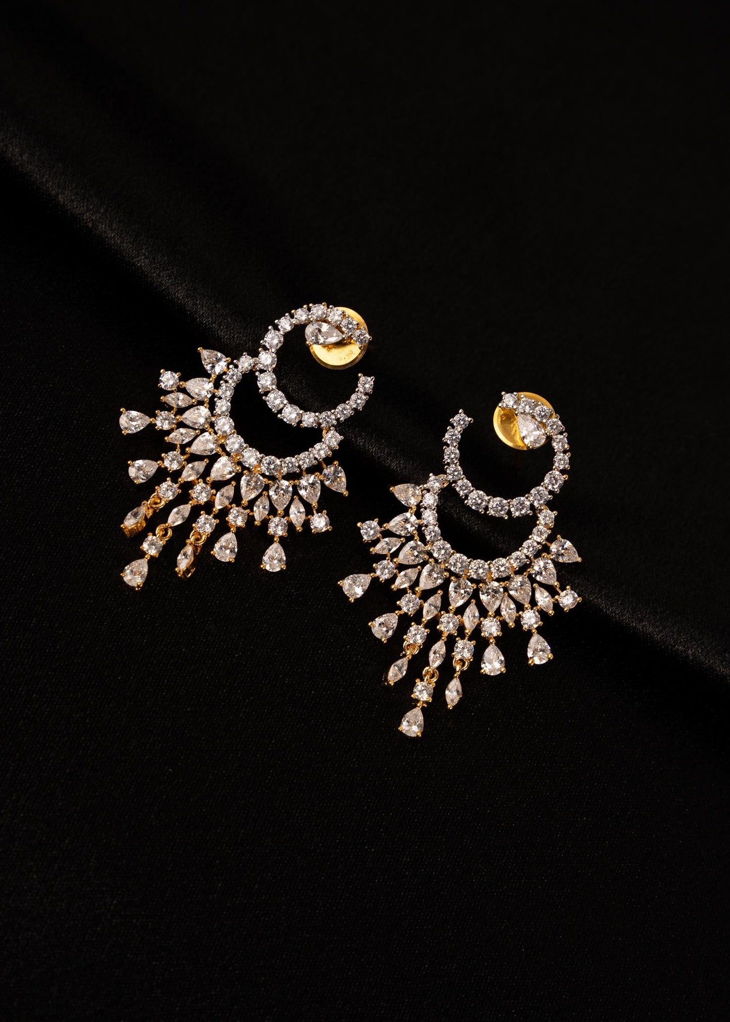 American Diamond Earrings/ Bridal Jewelry/ Indian Earrings/ CZ Jewelry/ Statement Jewelry/ Wedding Jewelry/ Party Wear Earrings/ Silver