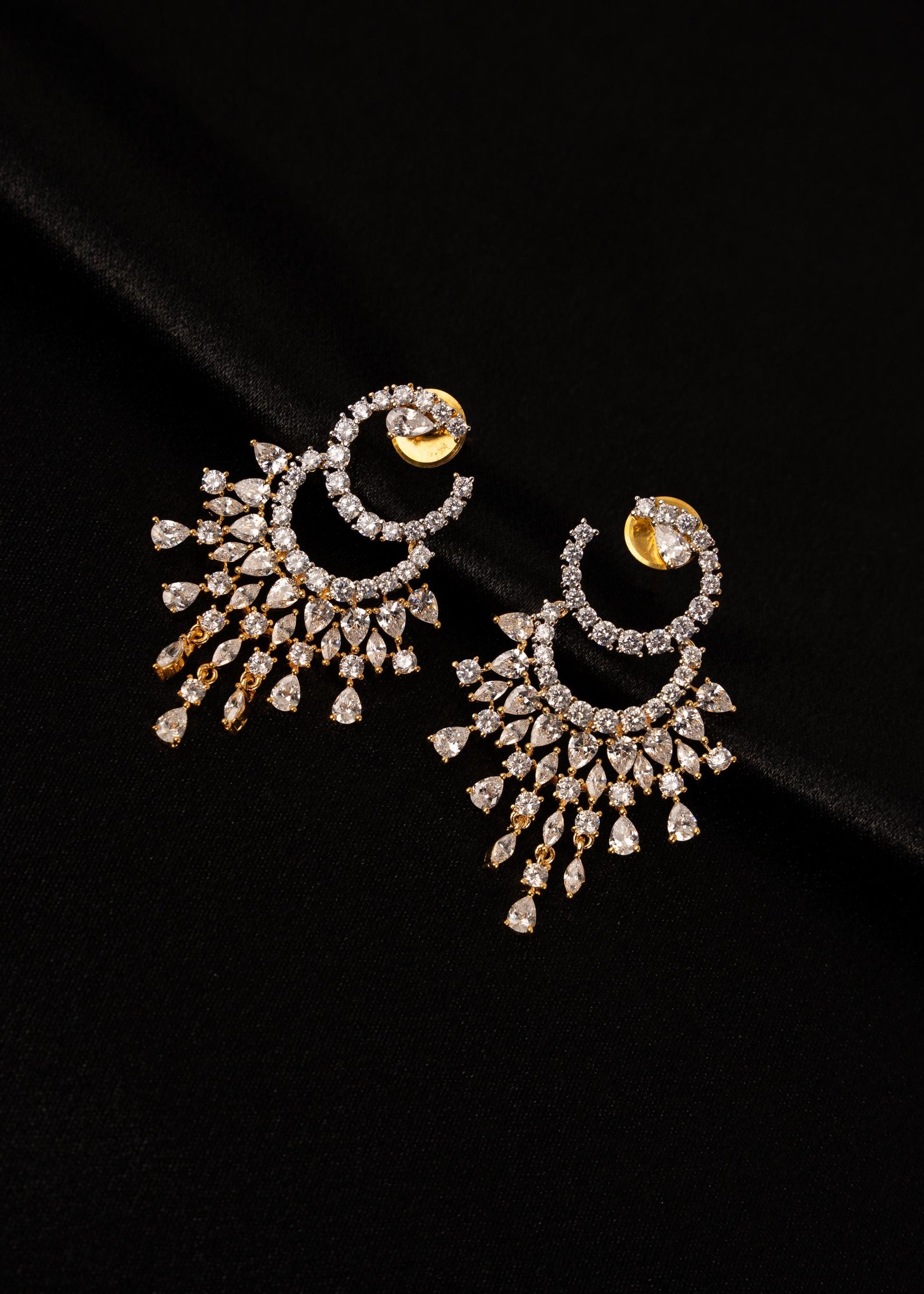 American Diamond Earrings/ Bridal Jewelry/ Indian Earrings/ CZ Jewelry/ Statement Jewelry/ Wedding Jewelry/ Party Wear Earrings/ Silver