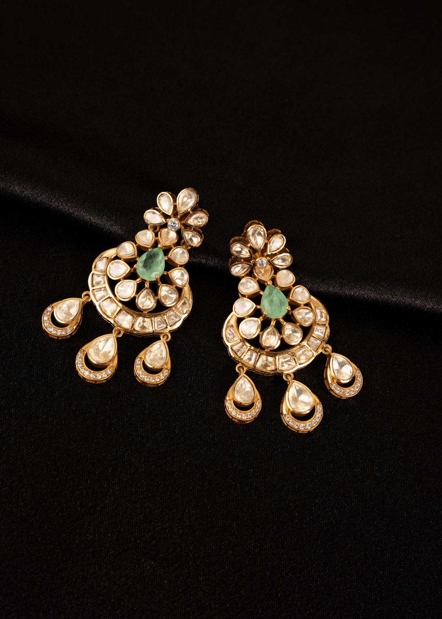 Luxury Moissanite Earrings/ Bridal Earrings/ Indian Jewelry/ Bridal Moissanite Earrings/ Wedding Jewelry/ CZ Jewelry/ Gift For Her/ Mint