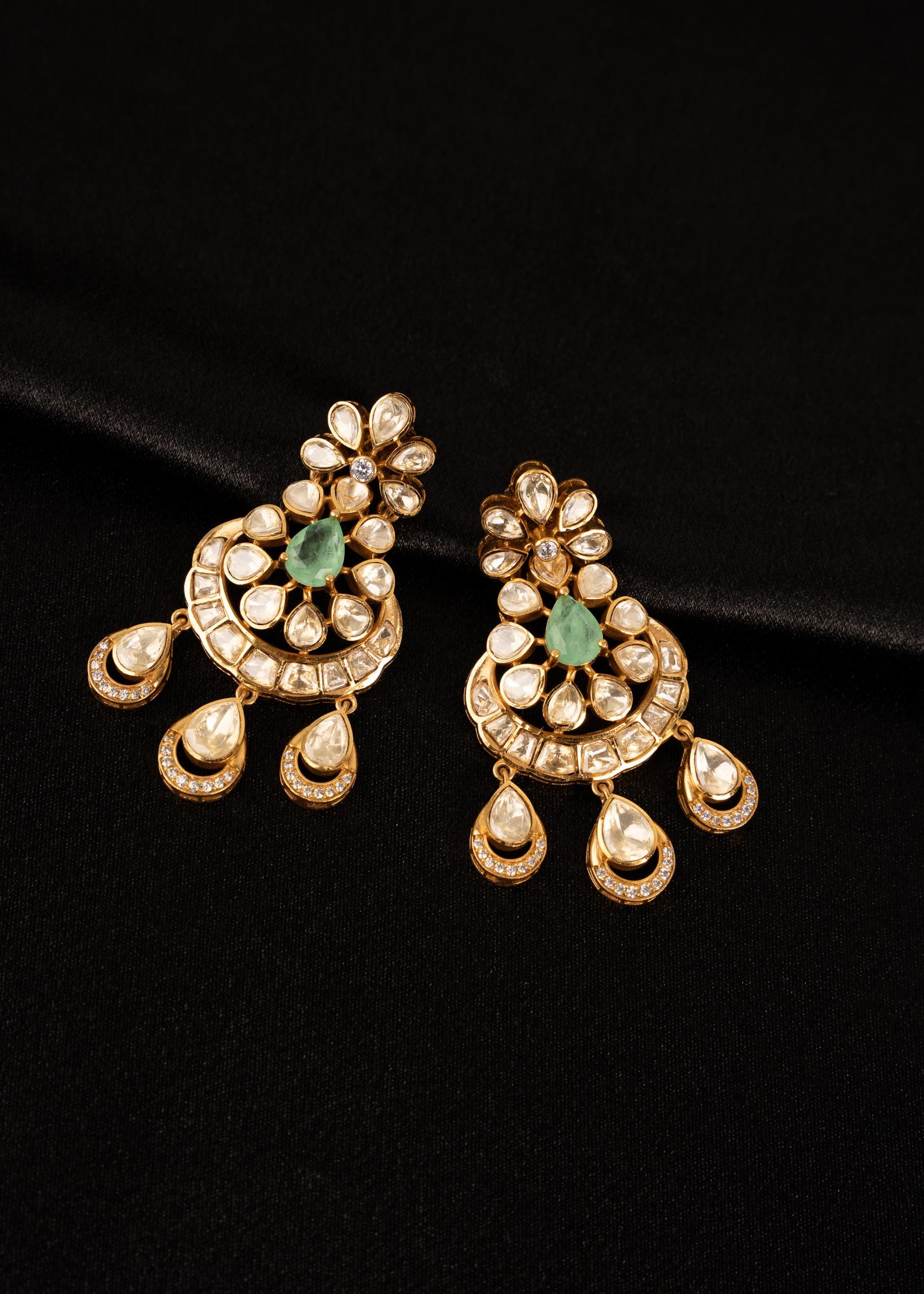 Luxury Moissanite Earrings/ Bridal Earrings/ Indian Jewelry/ Bridal Moissanite Earrings/ Wedding Jewelry/ CZ Jewelry/ Gift For Her/ Mint