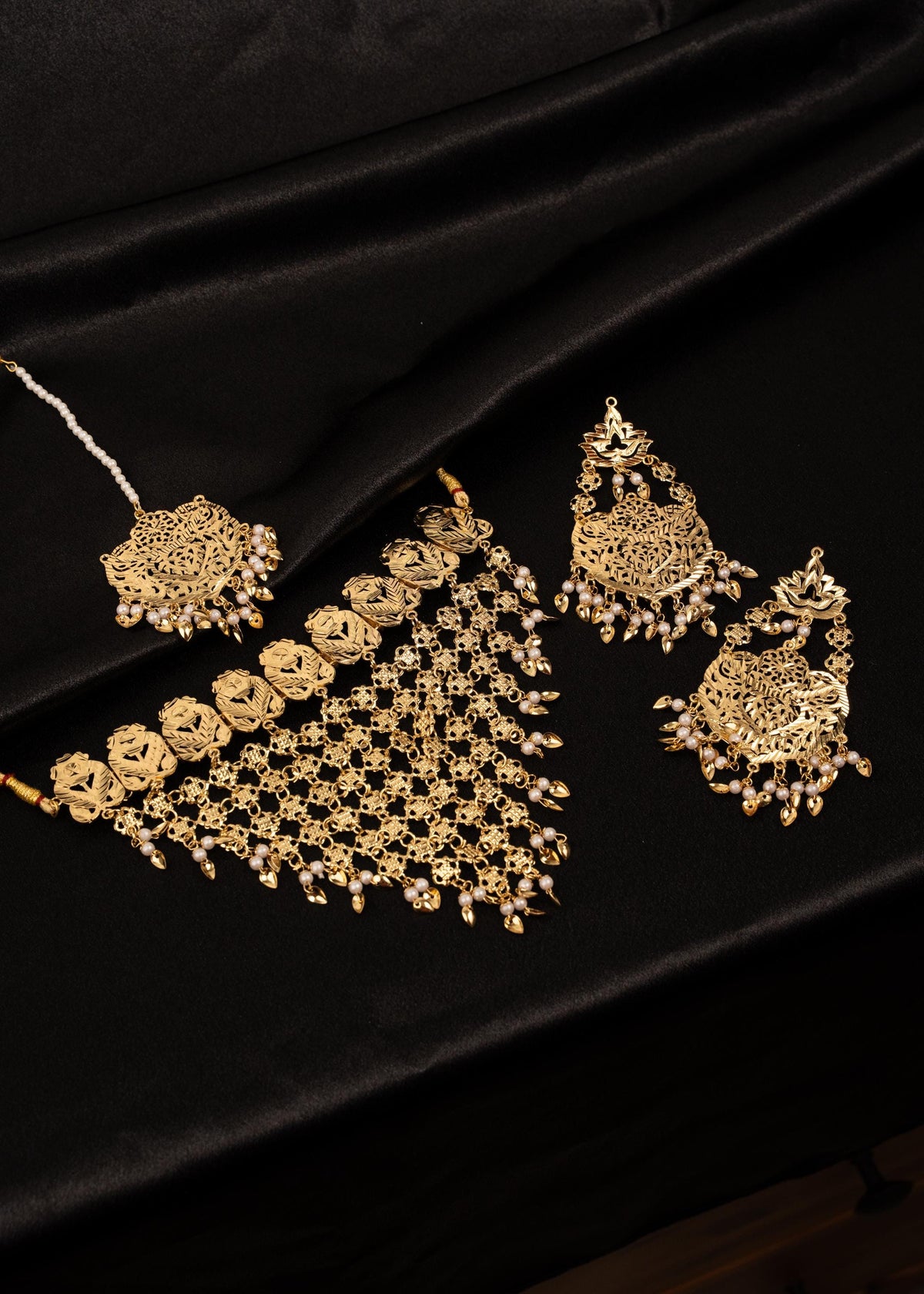 Waterfall  Pippal Patti Choker Necklace Set/ Gold Plated jewelry/ Traditional Jewelry/ Punjabi Wedding Jewelry/ Ethnic Necklace