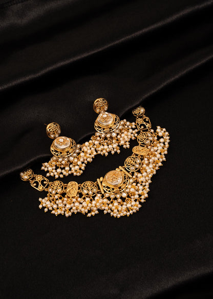 Premium Gold Plated Kundan Choker Necklace/ South Indian Jewelry/ Pakistani Jewelry/ Statement Necklace/ Minimalist Jewelry/ Indian Wedding
