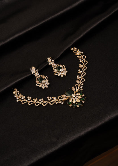 American Diamond Choker Necklace/ CZ Wedding Choker/ Statement Necklace/ Party Wear Jewelry/ Indian Wedding Jewelry/ Festive Wear/ Green