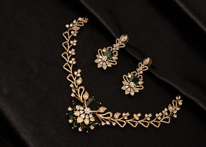 American Diamond Choker Necklace/ CZ Wedding Choker/ Statement Necklace/ Party Wear Jewelry/ Indian Wedding Jewelry/ Festive Wear/ Green