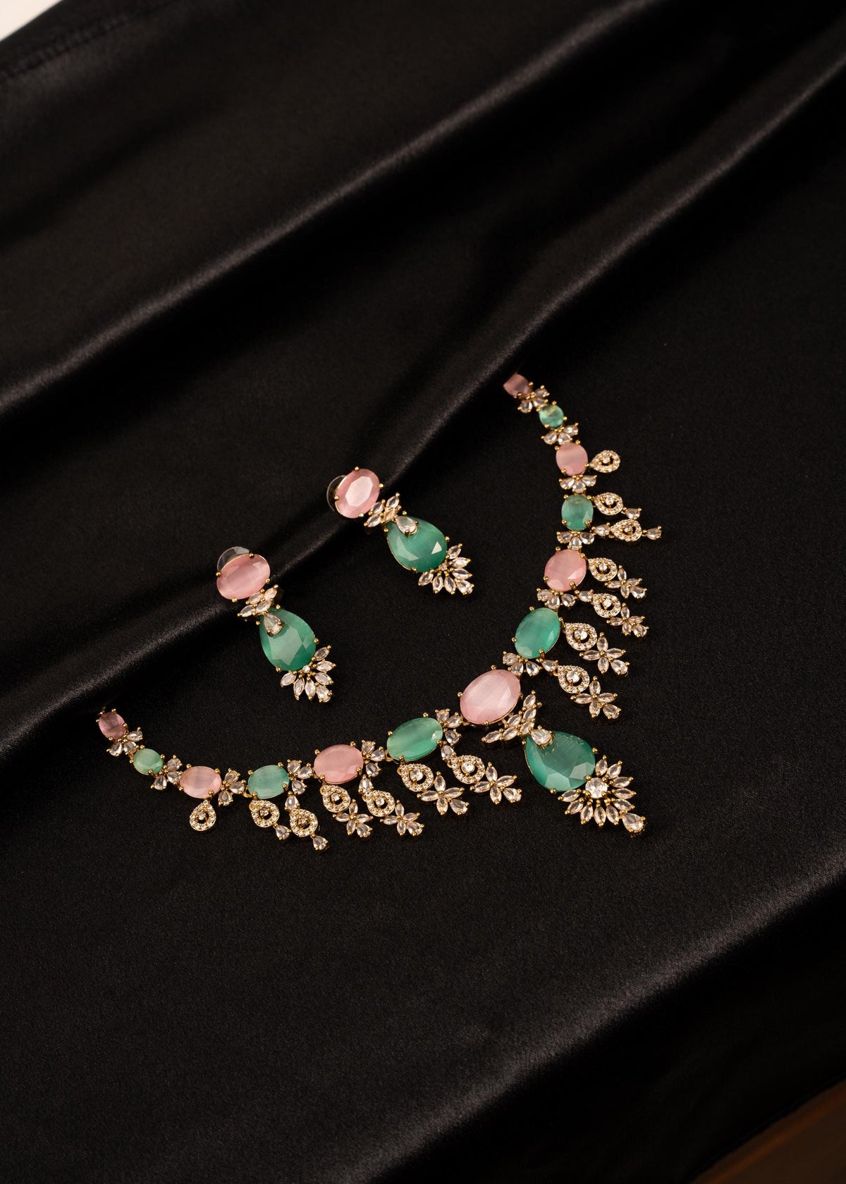 Luxury American Diamond Choker Necklace Set/ Statement Necklace/ CZ Bridal Wear/ Bollywood Jewelry/ Party Wear Jewelry/ Wedding Jewelry