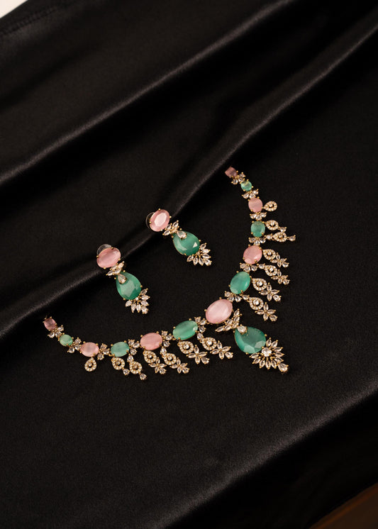 Luxury American Diamond Choker Necklace Set/ Statement Necklace/ CZ Bridal Wear/ Bollywood Jewelry/ Party Wear Jewelry/ Wedding Jewelry