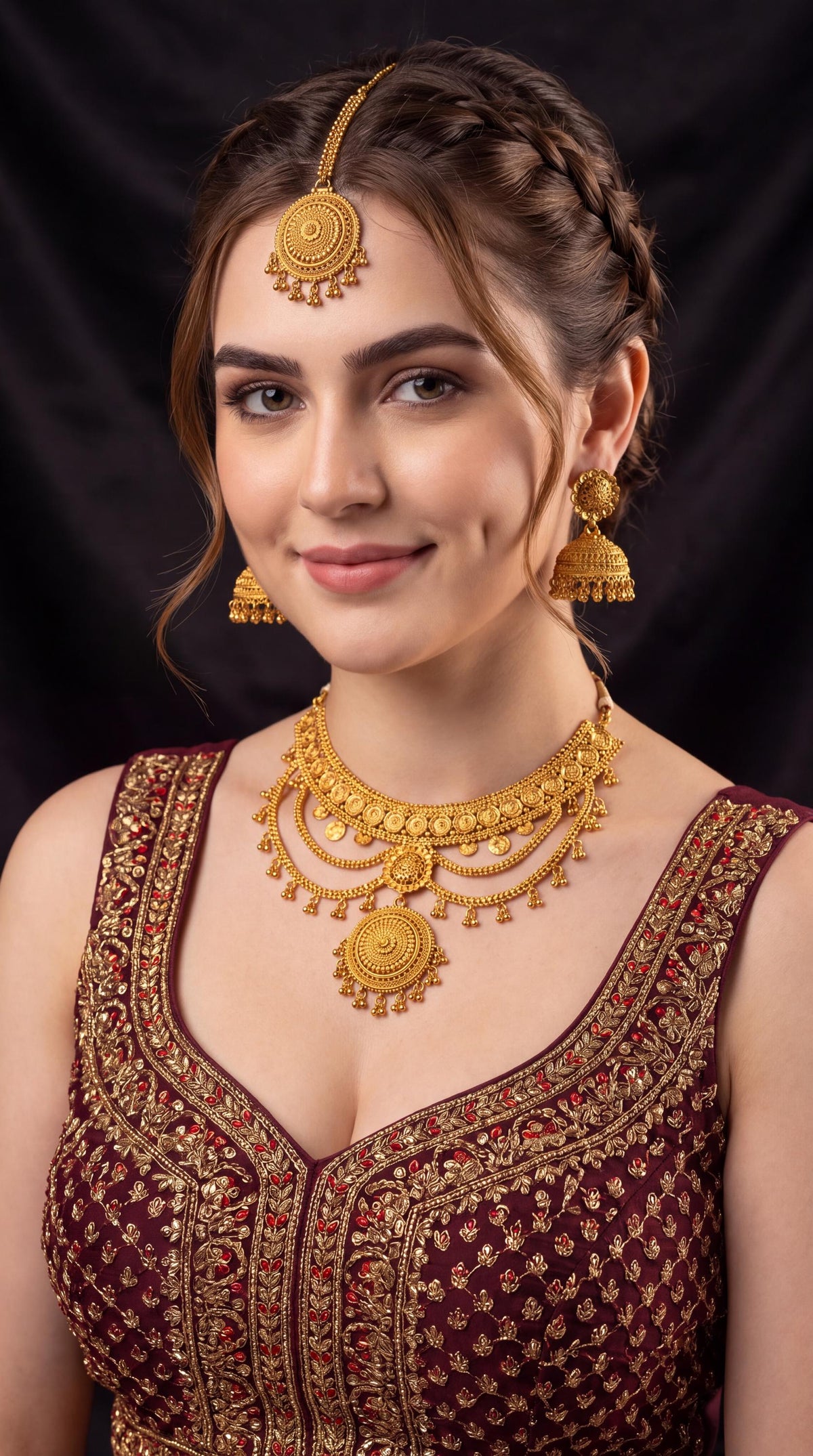 Viral Gold Plated Choker Necklace Set with Tikka/ Traditional Jewelry/ Indian Jewelry/ Statement Necklace/ Wedding Jewelry/ Festive Wear