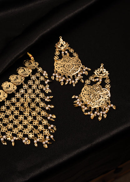 Waterfall  Pippal Patti Choker Necklace Set/ Gold Plated jewelry/ Traditional Jewelry/ Punjabi Wedding Jewelry/ Ethnic Necklace