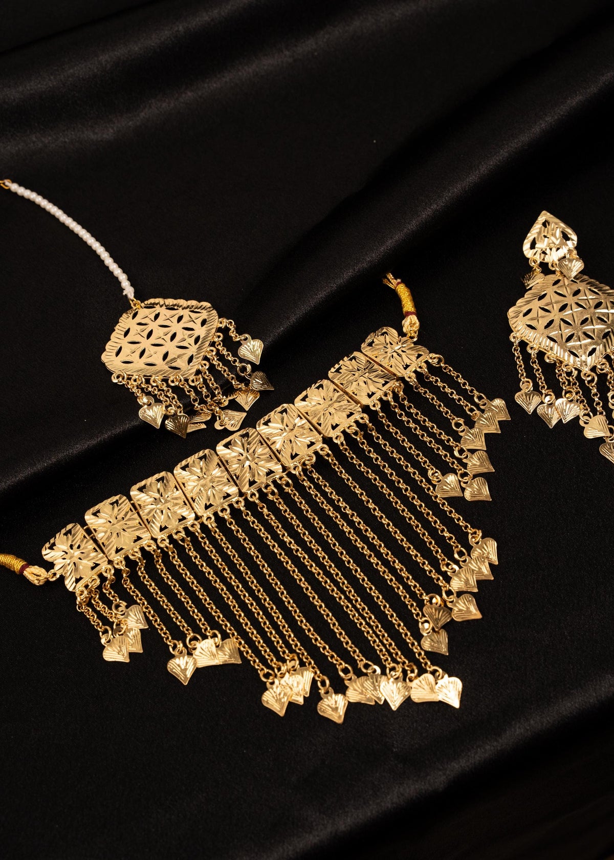 Waterfall  Pippal Patti Choker Necklace Set/ Gold Plated jewelry/ Traditional Jewelry/ Punjabi Wedding Jewelry/ Ethnic Necklace