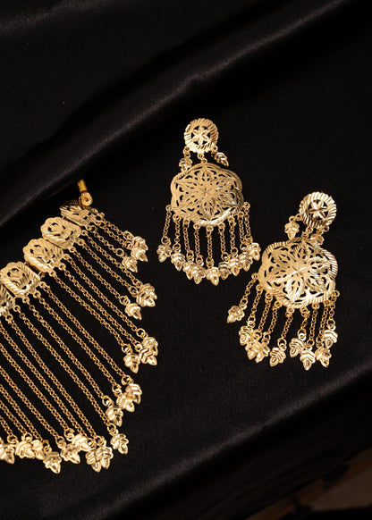 Waterfall  Pippal Patti Choker Necklace Set/ Gold Plated jewelry/ Traditional Jewelry/ Punjabi Wedding Jewelry/ Ethnic Necklace