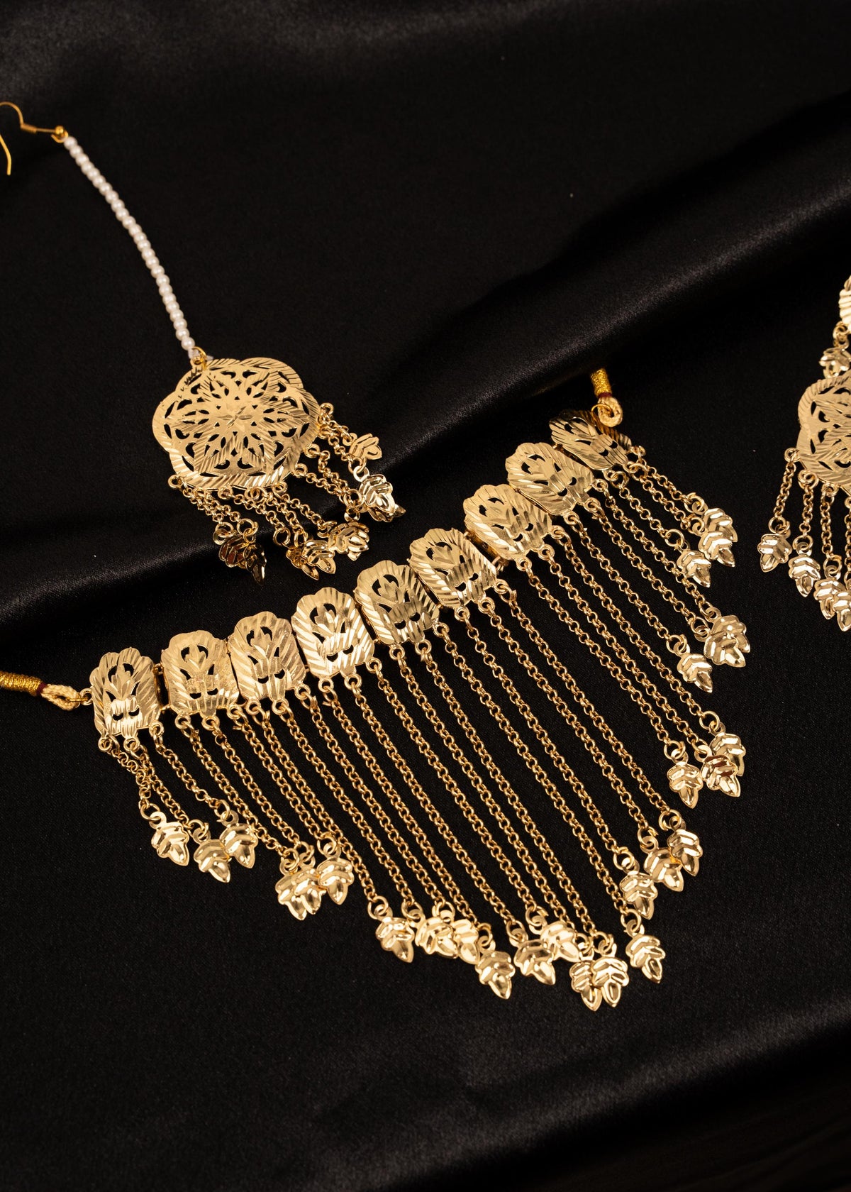 Waterfall  Pippal Patti Choker Necklace Set/ Gold Plated jewelry/ Traditional Jewelry/ Punjabi Wedding Jewelry/ Ethnic Necklace