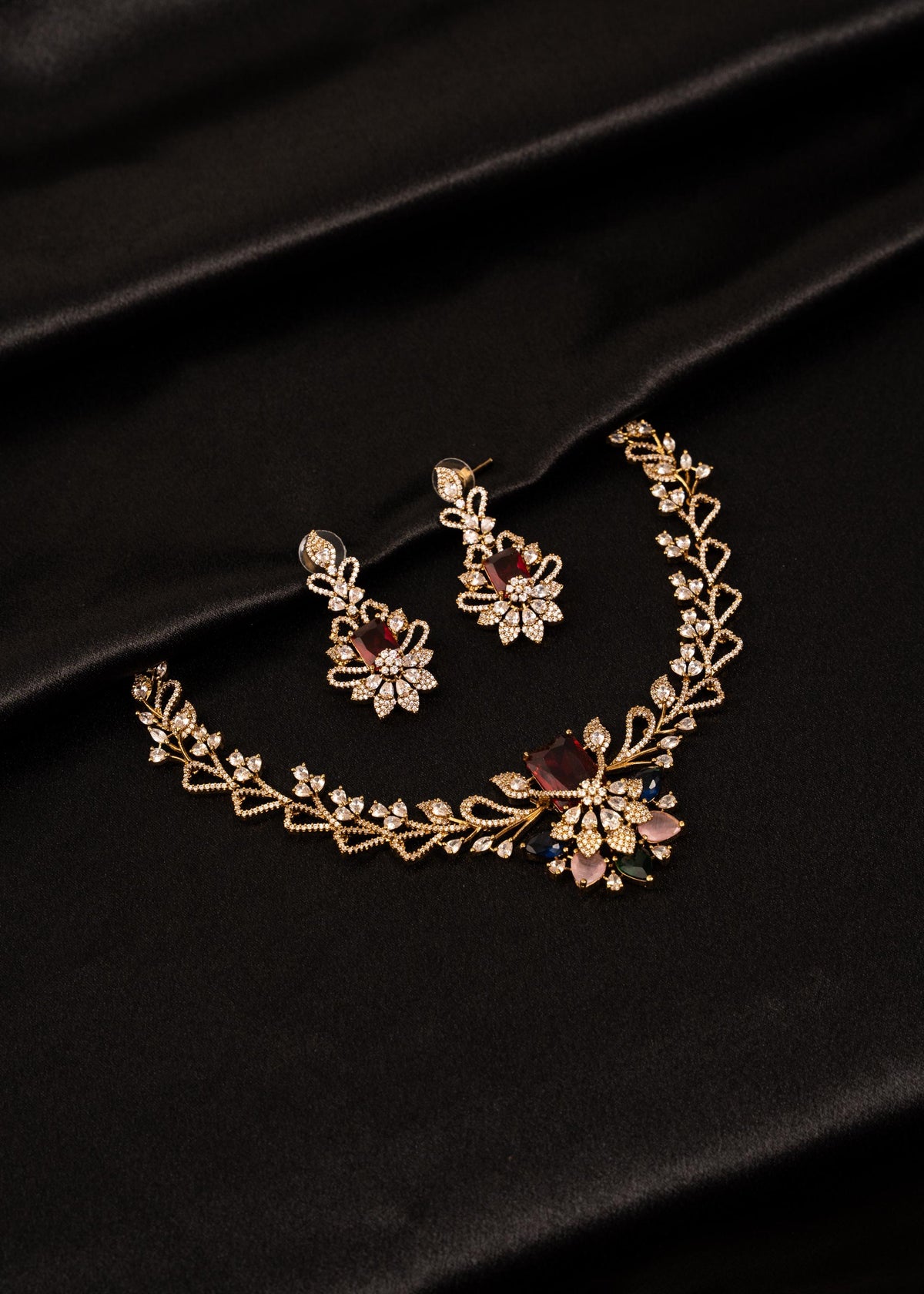 American Diamond Choker Necklace/ CZ Wedding Choker/ Statement Necklace/ Party Wear Jewelry/ Indian Wedding Jewelry/ Festive Wear/ Green