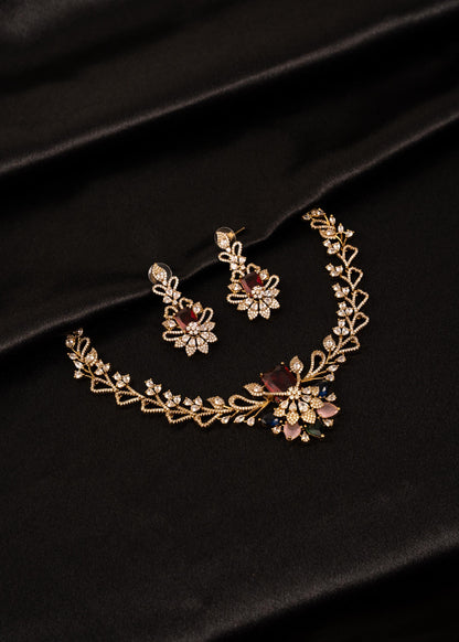 American Diamond Choker Necklace/ CZ Wedding Choker/ Statement Necklace/ Party Wear Jewelry/ Indian Wedding Jewelry/ Festive Wear/ Green