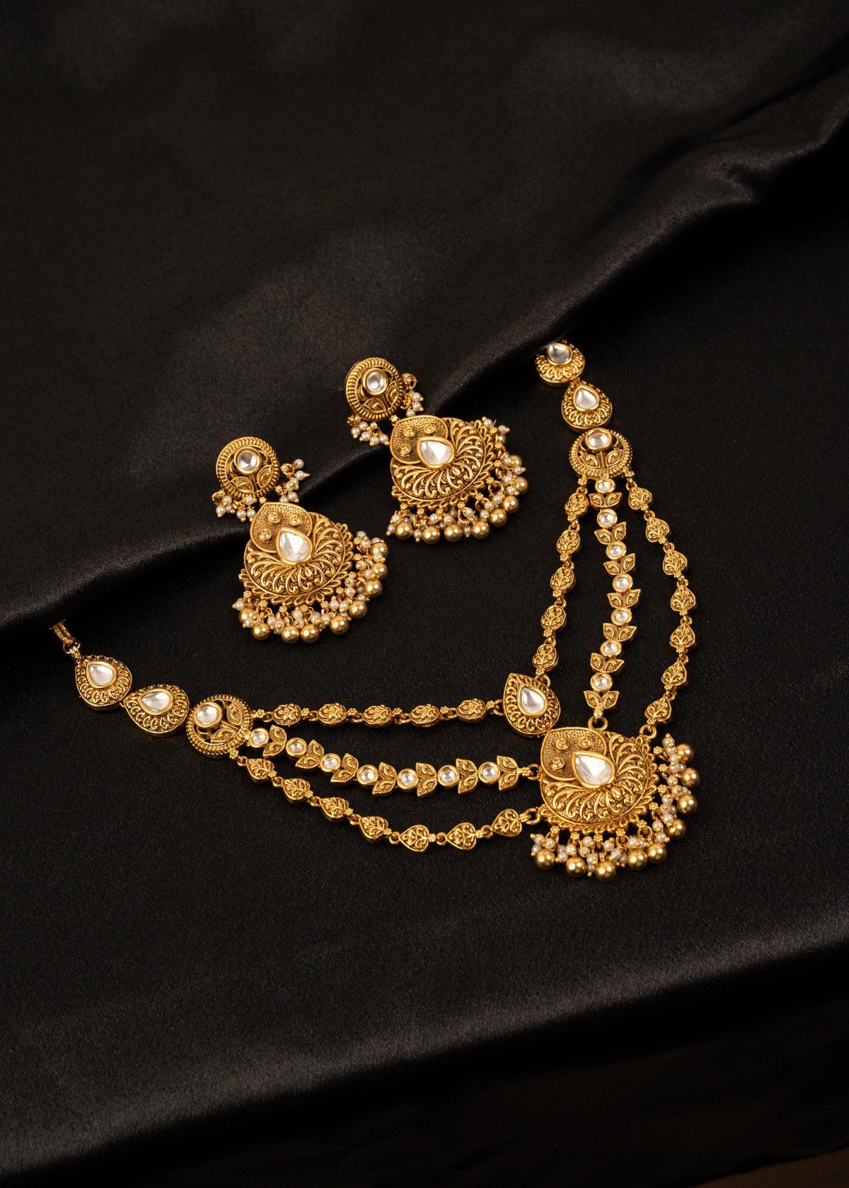 Premium Kundan Layered Necklace Set/ Indian Jewelry/ Wedding Choker Necklace/ Statement Necklace/ Pakistani Jewelry/ Bridal Necklace Set/