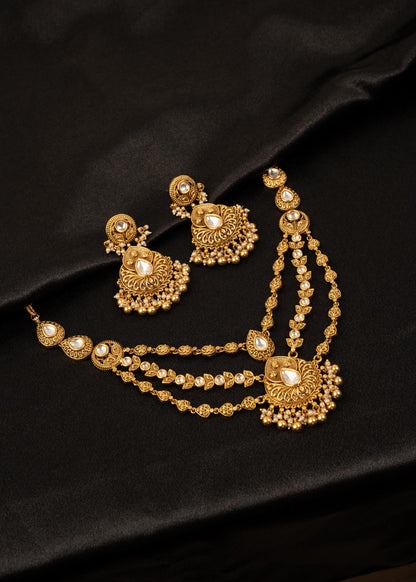 Premium Kundan Layered Necklace Set/ Indian Jewelry/ Wedding Choker Necklace/ Statement Necklace/ Pakistani Jewelry/ Bridal Necklace Set/