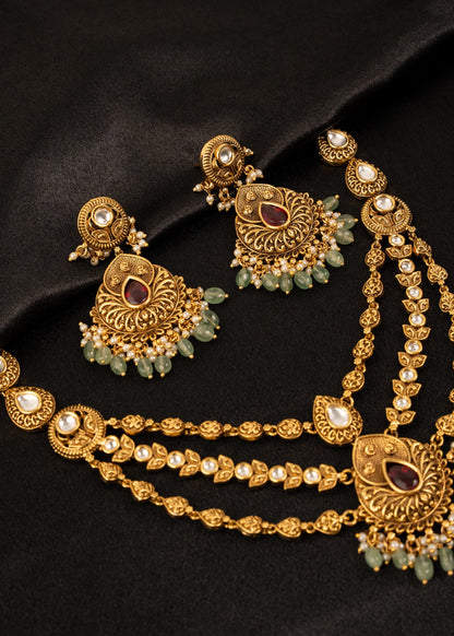 Premium Kundan Layered Necklace Set/ Indian Jewelry/ Wedding Choker Necklace/ Statement Necklace/ Pakistani Jewelry/ Bridal Necklace Set/