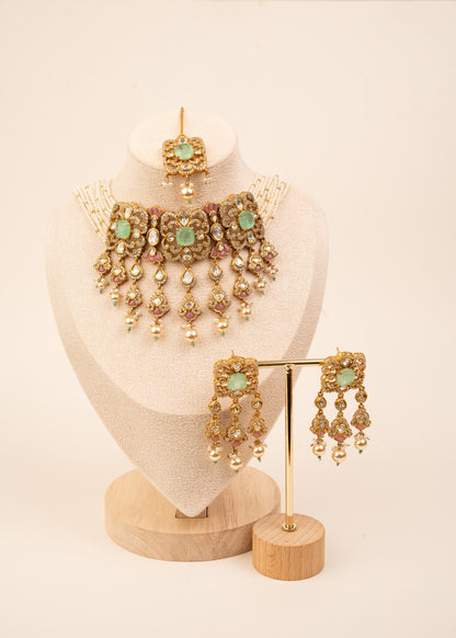 Exclusive Kundan Choker Necklace Set/ Waterfall Necklace/ Indian Jewelry/ Gold Plated Kundan Necklace/ Traditional Necklace/ Wedding Wear