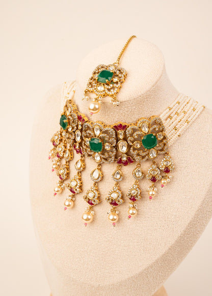 Exclusive Kundan Choker Necklace Set/ Waterfall Necklace/ Indian Jewelry/ Gold Plated Kundan Necklace/ Traditional Necklace/ Wedding Wear