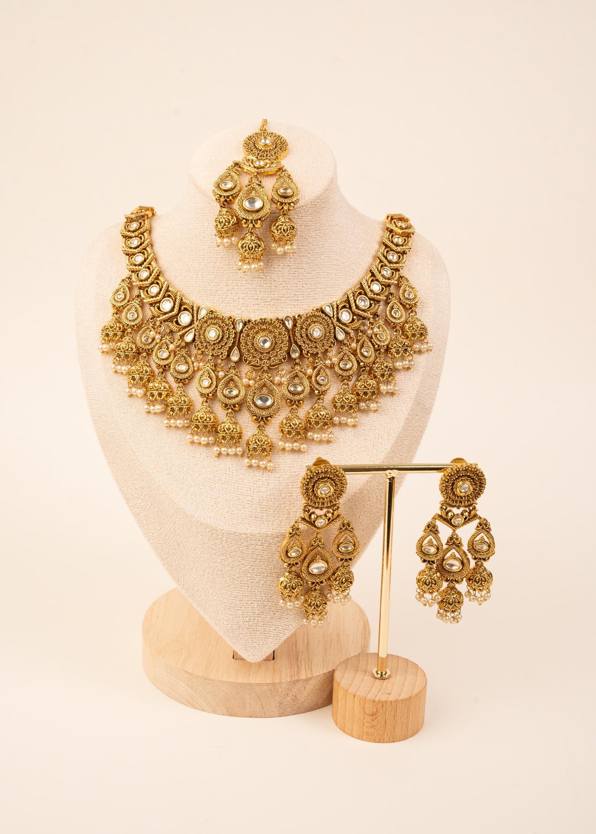 High Quality Kundan Choker Necklace Set With Maang Tikka/ Gold Plated Jewelry/ Antique Jewelry/ Statement Necklace/ Indian Wedding Jewelry