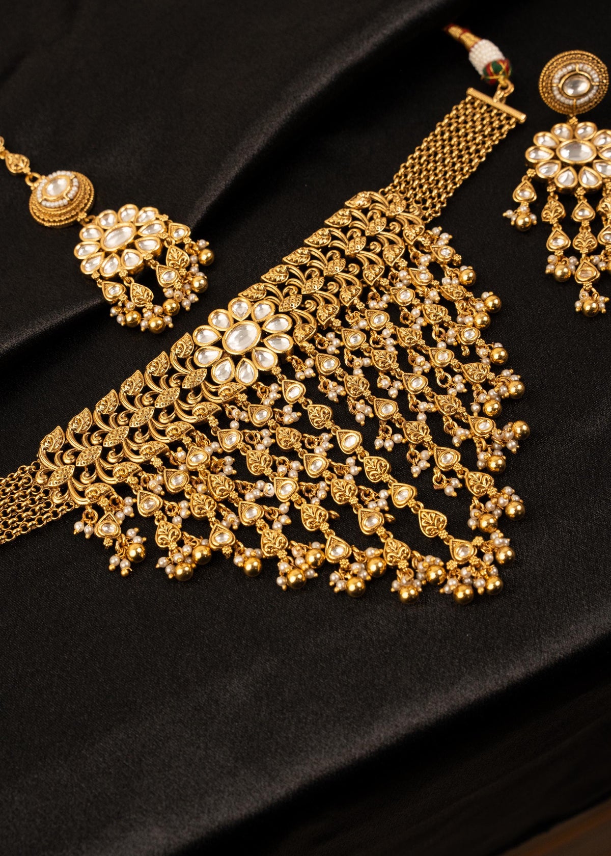 High Quality Kundan Choker Necklace Set With Maang Tikka/ Waterfall Necklace/ Indian Jewelry/ Traditional Necklace/ Indian Wedding Necklace