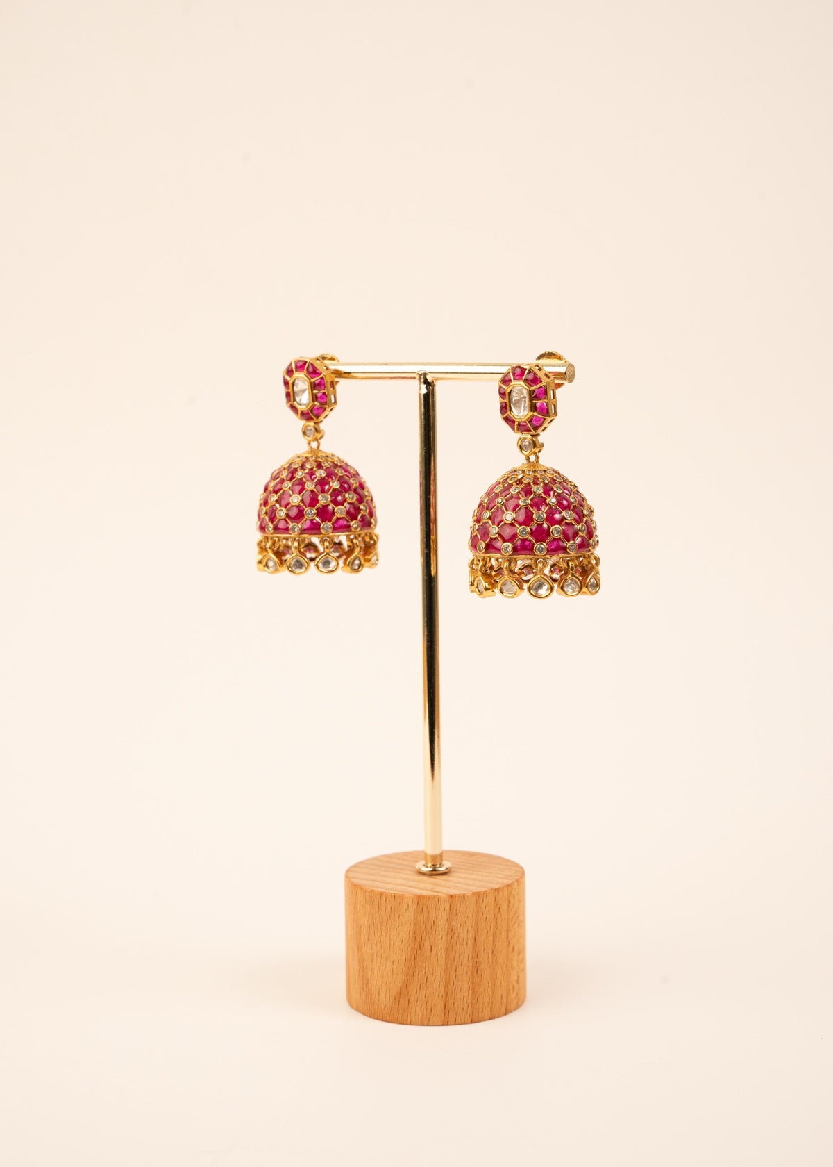 Premium Kundan Jhumkas/ Indian Jewelry/ Minimalist Jhumki/ Wedding Jewelry/ Party Wear/ Lightweight Jewelry/ Bridesmaid Jewelry/ Green/ Ruby