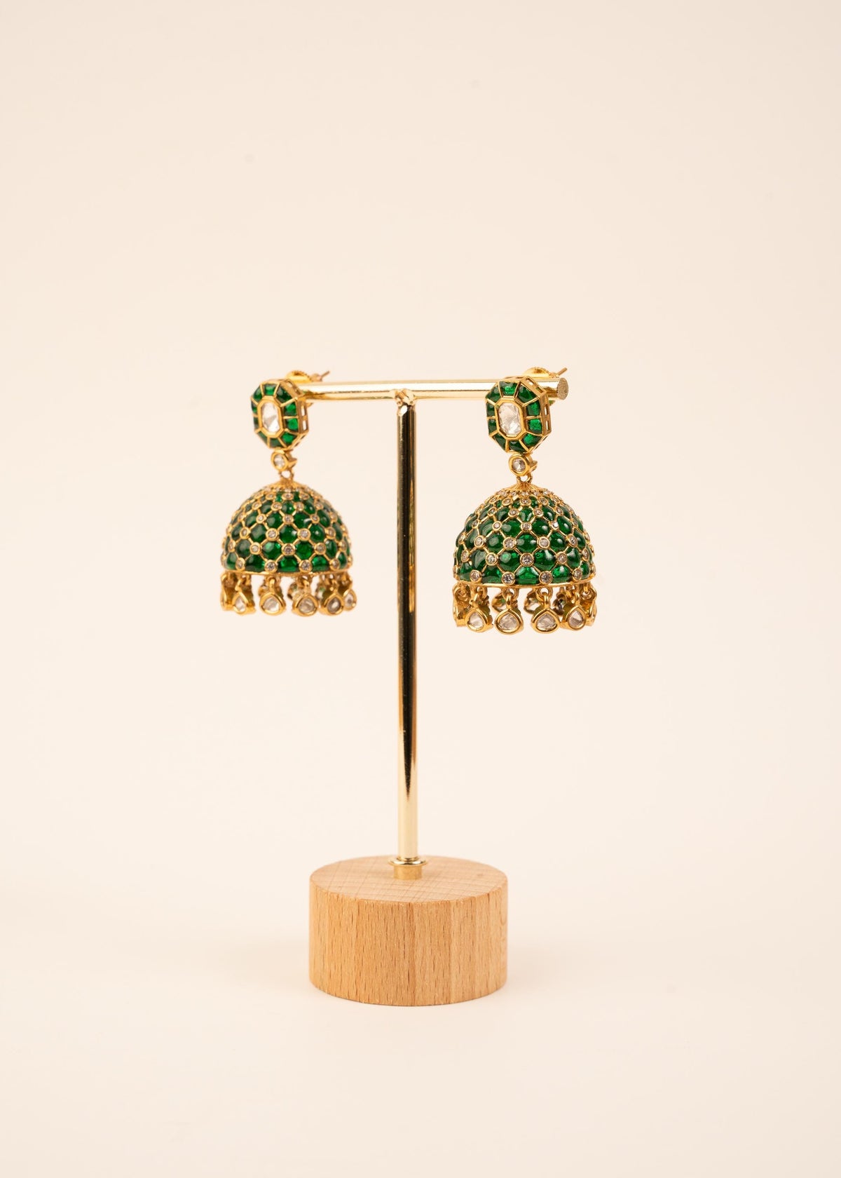 Premium Kundan Jhumkas/ Indian Jewelry/ Minimalist Jhumki/ Wedding Jewelry/ Party Wear/ Lightweight Jewelry/ Bridesmaid Jewelry/ Green/ Ruby