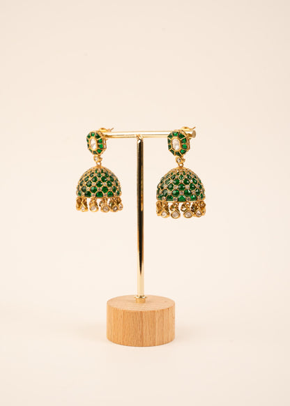 Premium Kundan Jhumkas/ Indian Jewelry/ Minimalist Jhumki/ Wedding Jewelry/ Party Wear/ Lightweight Jewelry/ Bridesmaid Jewelry/ Green/ Ruby