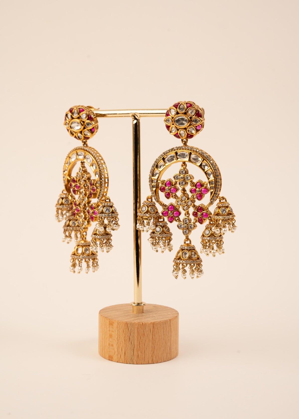 Premium Kundan Chandelier Earrings/ Chandbali Jhumka Earrings/ Statement Earrings/ Bollywood Jewelry/ Gold Plated Jhumka Earrings/ Ruby