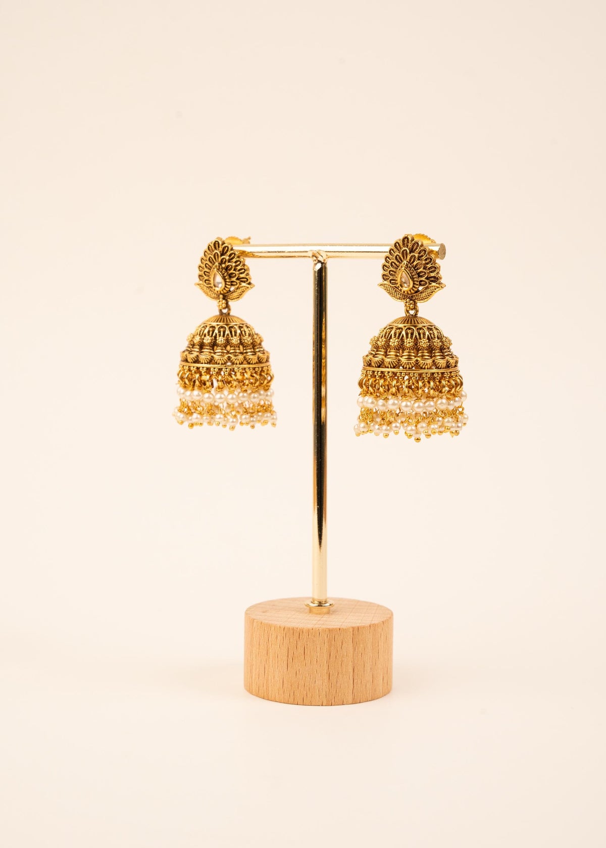 Premium Gold Plated Beaded Jhumkas/ Indian Jewelry/ Lightweight Jhumki/ Antique Jewelry/ Bridal Jewelry/ Indian Earrings/ Statement Earrings