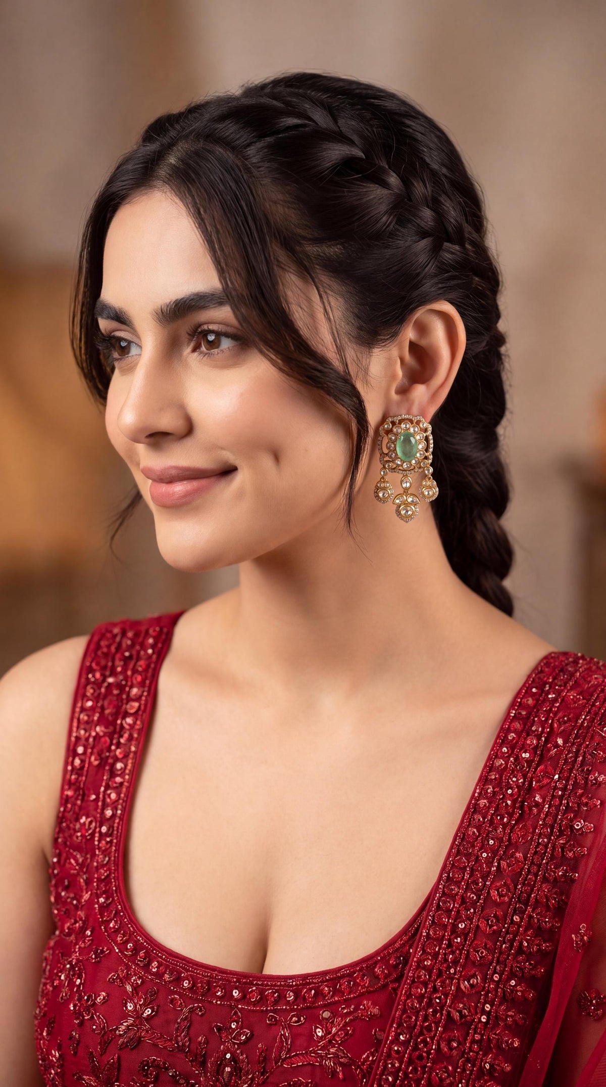 Premium Kundan Stud Earrings/ Indian Jewelry/ Party Wear Earrings/ Traditional Jewelry/ Gold Plated Earrings/ Wedding Jewelry/ Jhumkas/ Mint