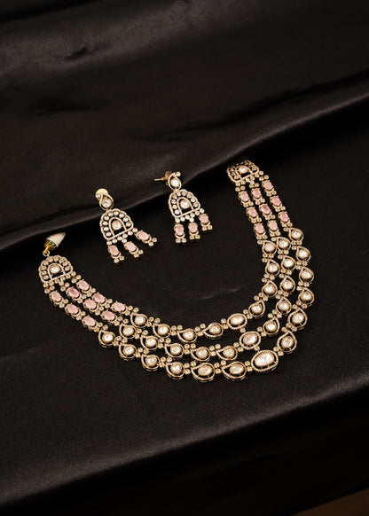 Premium Kundan Triple Layered Choker Nceklace Set/ Reception Wear/ Indian Wedding Jewelry/ Gold Plated Necklace/ Wedding Jewelry/ Multi