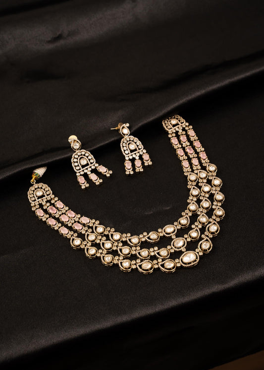Premium Kundan Triple Layered Choker Nceklace Set/ Reception Wear/ Indian Wedding Jewelry/ Gold Plated Necklace/ Wedding Jewelry/ Multi